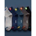 Men's 5 Pairs Socks Solid Colored Warm Spring & Summer Multi color