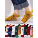 Men's 10 Pairs Casual Socks No Show & Liner Socks Fashion Cute Cartoon Multi Color Geometric Thin Spring & Summer Multi color