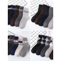 Men's 5 Pairs Socks Casual Socks Comfort Striped Plaid Checkered Solid Colored Medium Fall & Winter Multi color Black Gray