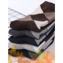 Men's 5 Pairs Socks Casual Socks Comfort Striped Plaid Checkered Solid Colored Medium Fall & Winter Multi color Black Gray