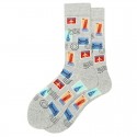 Men's 1 Pair Socks Fashion Novelty Cute Colorful Spring, Fall, Winter, Summer White+Sky Blue Black Gray
