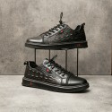 Men's Sneakers Leatherette Loafers Business Casual Daily Walking Shoes Leather Black Fall Winter