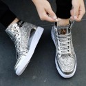 Men's Sneakers Comfort Shoes Sporty Casual Daily Outdoor Walking Shoes PU Wear Proof Black Gold Silver Fall Spring / Sparkling Glitter