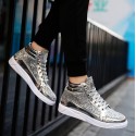 Men's Sneakers Comfort Shoes Sporty Casual Daily Outdoor Walking Shoes PU Wear Proof Black Gold Silver Fall Spring / Sparkling Glitter