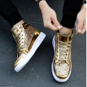 Men's Sneakers Comfort Shoes Sporty Casual Daily Outdoor Walking Shoes PU Wear Proof Black Gold Silver Fall Spring / Sparkling Glitter