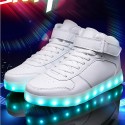 Men's Sneakers LED Light Up Shoes USB Charging Walking Shoes Breathable Wear Proof Outdoor High Top Dailywear School PU Red Pink Gold Summer