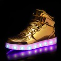 Men's Sneakers LED Light Up Shoes USB Charging Walking Shoes Breathable Wear Proof Outdoor High Top Dailywear School PU Red Pink Gold Summer