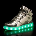 Men's Sneakers LED Light Up Shoes USB Charging Walking Shoes Breathable Wear Proof Outdoor High Top Dailywear School PU Red Pink Gold Summer
