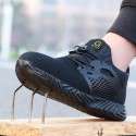 Men Lightweight Safety Shoes  Steel Toe Cap Sports Outdoor Sneakers Slip Resistant Work Shoes Breathable Green Black Grey