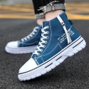 Men's Sneakers Comfort Shoes Casual Daily Walking Shoes Canvas Mid-Calf Boots Black Blue Fall Spring