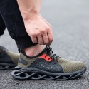 Men's Sneakers Fashion Sneakers Safety Shoes Work Sneakers Lightweight Outdoor Safety Shoes Tissage Volant Breathable Non-slipping Wear Proof Black Green Gray Summer