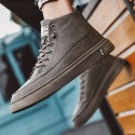 Men's Sneakers Comfort Shoes Casual Daily Walking Shoes PU Mid-Calf Boots Black Khaki Fall Spring