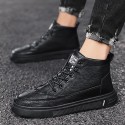 Men's Sneakers Comfort Shoes Casual Daily Walking Shoes PU Mid-Calf Boots Black Khaki Fall Spring