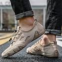 Men's Sneakers Casual British Daily Outdoor Walking Shoes Mesh Massage Non-slipping Light Brown Gray Fall Summer