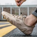 Men's Sneakers Casual British Daily Outdoor Walking Shoes Mesh Massage Non-slipping Light Brown Gray Fall Summer