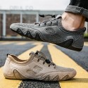Men's Sneakers Casual British Daily Outdoor Walking Shoes Mesh Massage Non-slipping Light Brown Gray Fall Summer