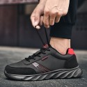 Men's Trainers Athletic Shoes Comfort Shoes Sporty Casual Athletic Outdoor Running Shoes Walking Shoes PU Wear Proof Black / Gold Black / Red Blue Color Block Fall Spring