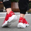 Men's Trainers Athletic Shoes Casual Athletic Walking Shoes Elastic Fabric Breathable Non-slipping Wear Proof Black and White White Red Fall