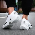 Men's Trainers Athletic Shoes Casual Athletic Walking Shoes Elastic Fabric Breathable Non-slipping Wear Proof Black and White White Red Fall