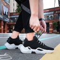 Men's Trainers Athletic Shoes Casual Athletic Walking Shoes Elastic Fabric Breathable Non-slipping Wear Proof Black and White White Red Fall