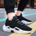 Men's Trainers Athletic Shoes Casual Athletic Walking Shoes Elastic Fabric Breathable Non-slipping Wear Proof Black and White White Red Fall