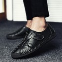 Men's Loafers & Slip-Ons Leather Shoes Casual Chinoiserie Daily Leather Handmade Dark Brown Black Yellow