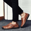 Men's Loafers & Slip-Ons Leather Shoes Casual Chinoiserie Daily Leather Handmade Dark Brown Black Yellow