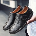 Men's Loafers & Slip-Ons Leather Shoes Casual Chinoiserie Daily Leather Handmade Dark Brown Black Yellow