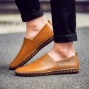 Men's Loafers & Slip-Ons Leather Shoes Drive Shoes Summer Loafers Casual Beach Daily Leather White Black Dark Blue Spring Summer