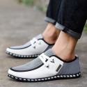 Men's Loafers & Slip-Ons Comfort Shoes Light Soles Driving Loafers Casual British Daily Outdoor Walking Shoes PU Breathable Wear Proof Green White Black Color Block Fall Spring