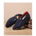 Men's Loafers & Slip-Ons Dress Shoes Drive Shoes Driving Loafers Business Classic Wedding Daily Party & Evening Walking Shoes PU Wear Proof Black Blue Fall Spring / Beading / Pointed Toe