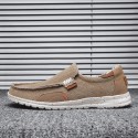 Men's Loafers & Slip-Ons Casual Classic Daily Outdoor Canvas Elastic Fabric Gray Khaki Blue Fall Spring