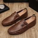 Men's Loafers & Slip-Ons Driving Shoes Driving Loafers British Daily Nappa Leather Breathable Non-slipping Wear Proof White Black Brown Spring Summer