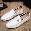 Men's Loafers & Slip-Ons Driving Shoes Driving Loafers British Daily Nappa Leather Breathable Non-slipping Wear Proof White Black Brown Spring Summer