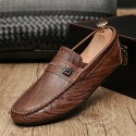 Men's Loafers & Slip-Ons Driving Shoes Driving Loafers British Daily Nappa Leather Breathable Non-slipping Wear Proof White Black Brown Spring Summer