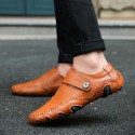 Men's Loafers & Slip-Ons Comfort Shoes Sporty Casual Daily Outdoor Leather Non-slipping Wear Proof Black Brown Fall Winter / Buckle