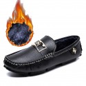 Men's Loafers & Slip-Ons Moccasin Comfort Shoes Fur Lined Casual Classic British Daily Office & Career PU Black Blue Fall Winter