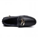 Men's Loafers & Slip-Ons Moccasin Comfort Shoes Fur Lined Casual Classic British Daily Office & Career PU Black Blue Fall Winter