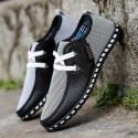 Men's Loafers & Slip-Ons Comfort Loafers Casual Daily Walking Shoes Linen Green White Black Striped Color Block Fall Spring