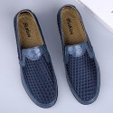 Men's Loafers & Slip-Ons Comfort Loafers Summer Loafers Casual Athletic Outdoor Walking Shoes Mesh Cowhide Breathable Handmade Booties / Ankle Boots Black Brown Blue Spring Summer / Hollow-out