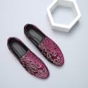 Men's Loafers & Slip-Ons Formal Shoes Comfort Shoes Classic British Party & Evening Office & Career Satin Black Red Blue Floral Spring Summer / Sequin