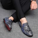 Men's Loafers & Slip-Ons Formal Shoes Comfort Shoes Classic British Party & Evening Office & Career Satin Black Red Blue Floral Spring Summer / Sequin