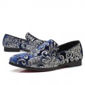 Men's Loafers & Slip-Ons Formal Shoes Comfort Shoes Classic British Party & Evening Office & Career Satin Black Red Blue Floral Spring Summer / Sequin