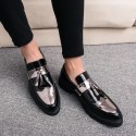 Men's Loafers & Slip-Ons Tassel Loafers Casual British Wedding Party & Evening Walking Shoes Leather Patent Leather Black Gold Silver Fall Spring