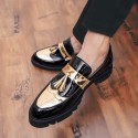 Men's Loafers & Slip-Ons Tassel Loafers Casual British Wedding Party & Evening Walking Shoes Leather Patent Leather Black Gold Silver Fall Spring