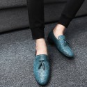 Men's Loafers & Slip-Ons Dress Shoes Penny Loafers Business Casual Daily Party & Evening Outdoor Faux Leather Waterproof Non-slipping Wear Proof Black Gray Blue Fall Winter / Tassel / Tassel