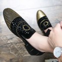 Men's Loafers & Slip-Ons Novelty Shoes Comfort Loafers Dress Loafers Casual Daily Party & Evening PU Handmade Non-slipping Black Color Block Fall Spring / Rhinestone / Sequin