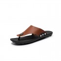 Men Sandals Leather Flat Sandals Flip-flops Slip Summer Holiday Vacation Beach Fashion Slippers for Men Outdoor Leisure Non-slip Beach Shoes