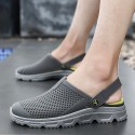 Men's Slippers & Flip-Flops Casual Outdoor Home Walking Shoes PU Black Dark Blue Gray Summer