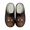 Halloween Skull Lava Print Cotton Slippers Men and Women Flannel Couple Slippers